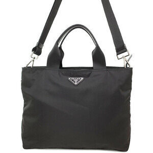 Prada Tessuto Vela East West Shopper Tote convertible handbag Black